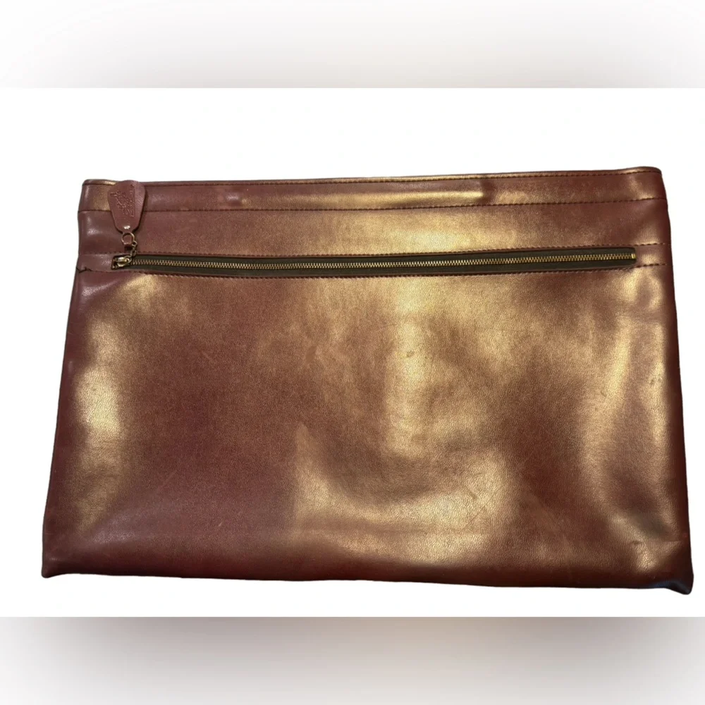 Vintage Hazel High End Business Brown Zip File Case Briefcase